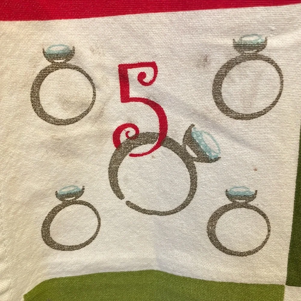 Crate&Barrel 12 Days Of Christmas Tea Towel